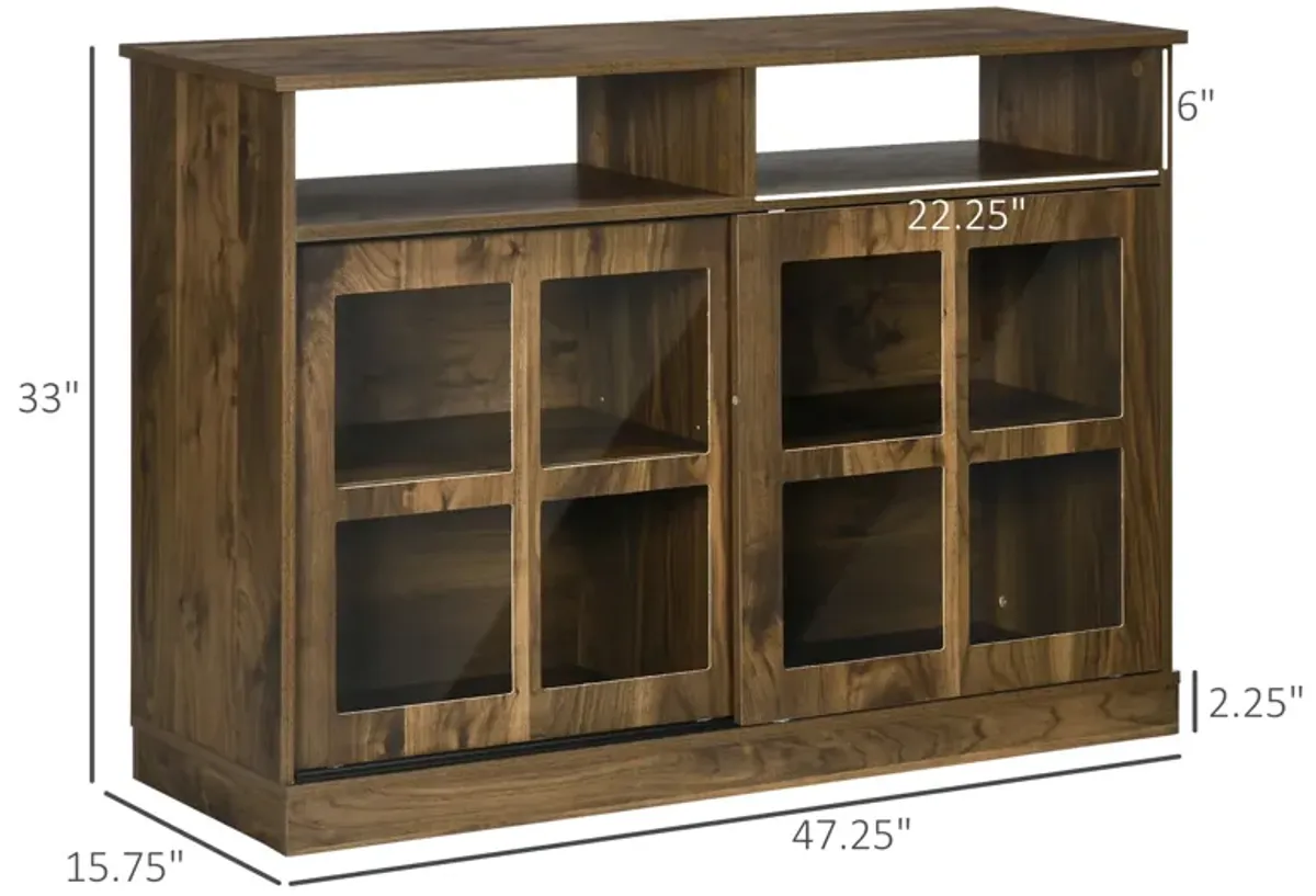 Walnut Living Room Storage: Modern Sideboard with Sliding Doors & Adjustable Shelves