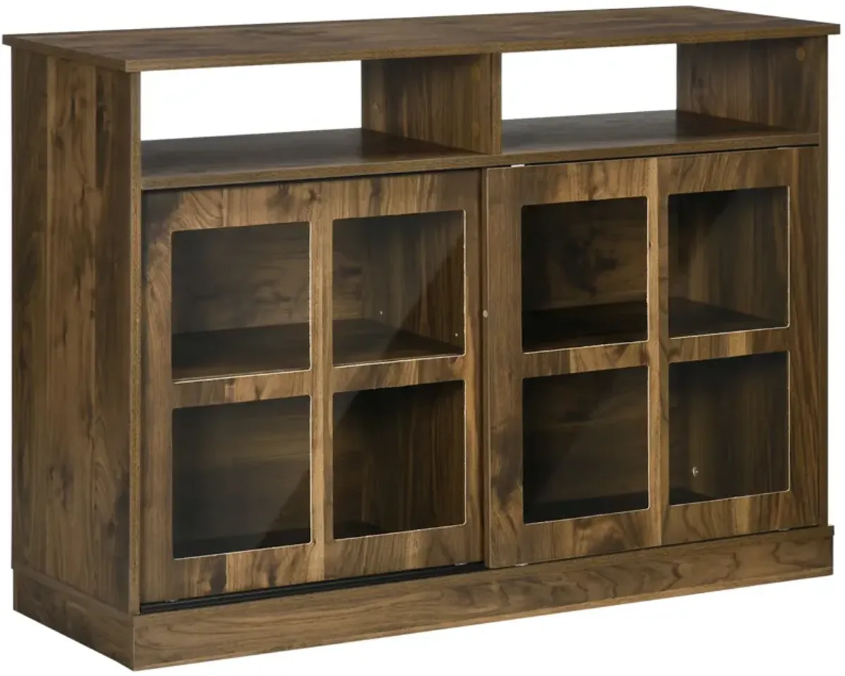 Walnut Living Room Storage: Modern Sideboard with Sliding Doors & Adjustable Shelves