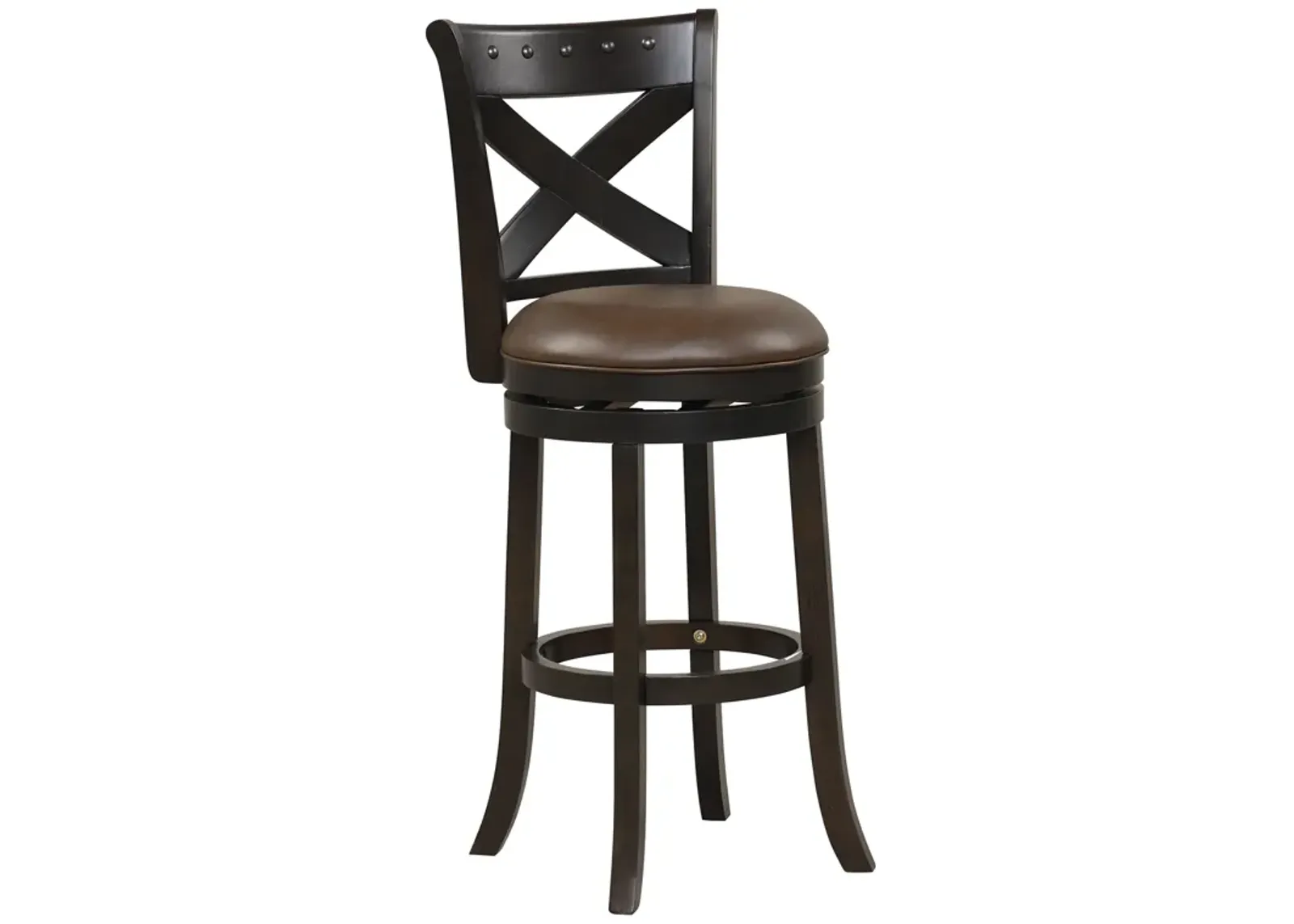 Swivel Bar Stool with Curved Backrest PU Leather Seat and Footrest