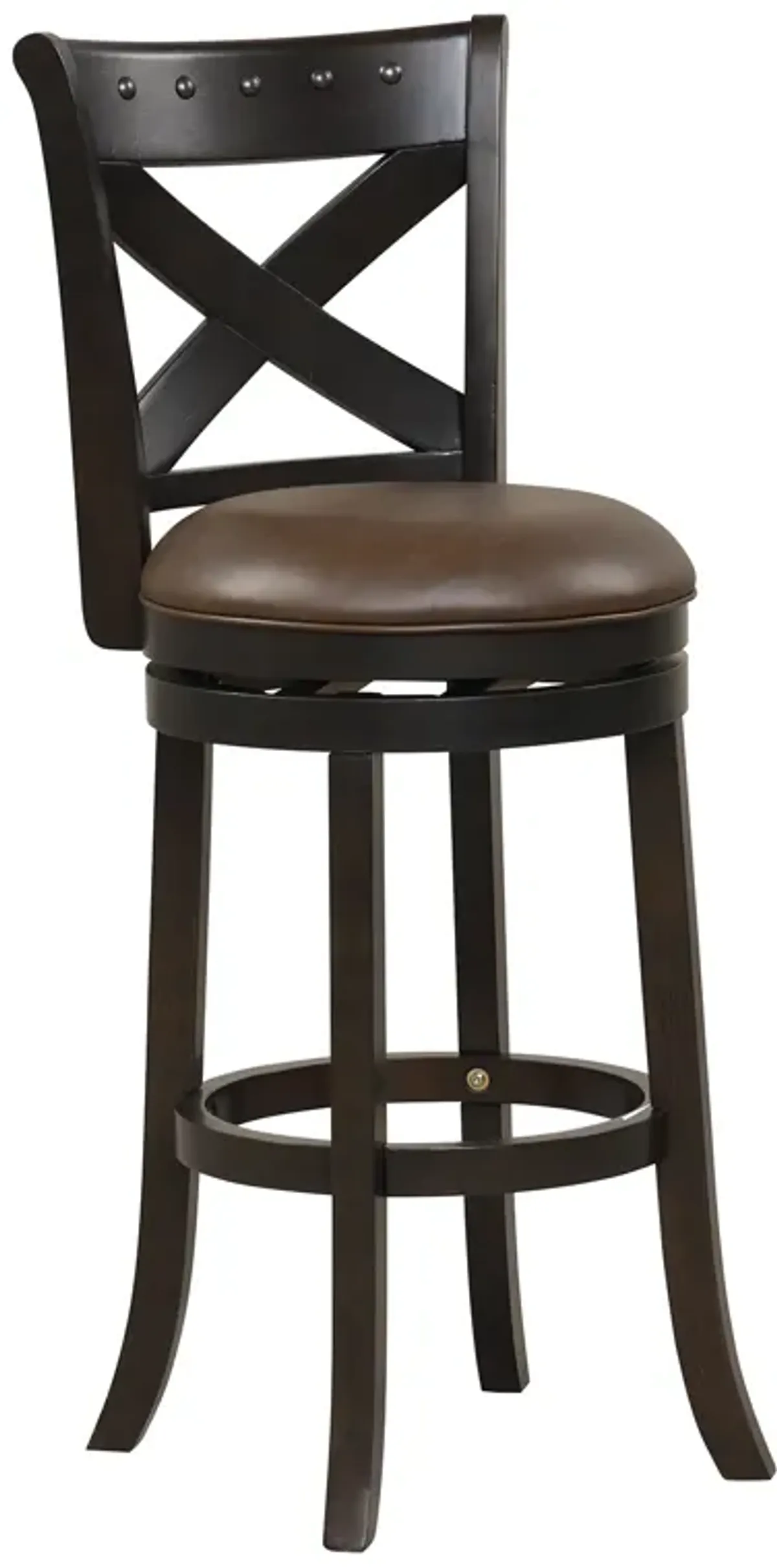 Swivel Bar Stool with Curved Backrest PU Leather Seat and Footrest