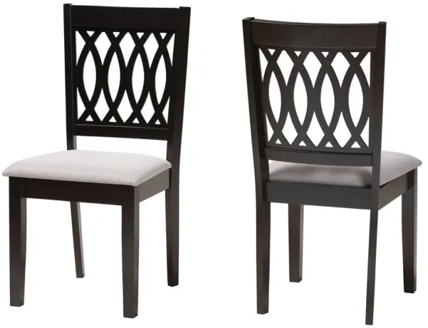 Baxton Studio Florencia Cream Fabric and Espresso Brown Finished 2-Piece Dining Chair Set