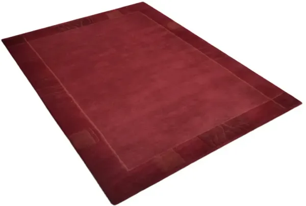 Rugsotic Carpets Hand Knotted Tibbati Wool 8'x11' Area Rug Contemporary Dark Red T00206