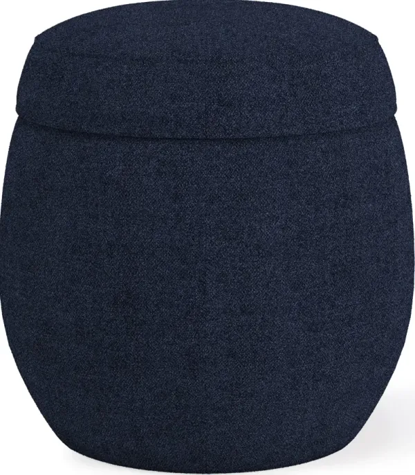 Flex Upholstered Ottoman in Blue Jeans Chenille
