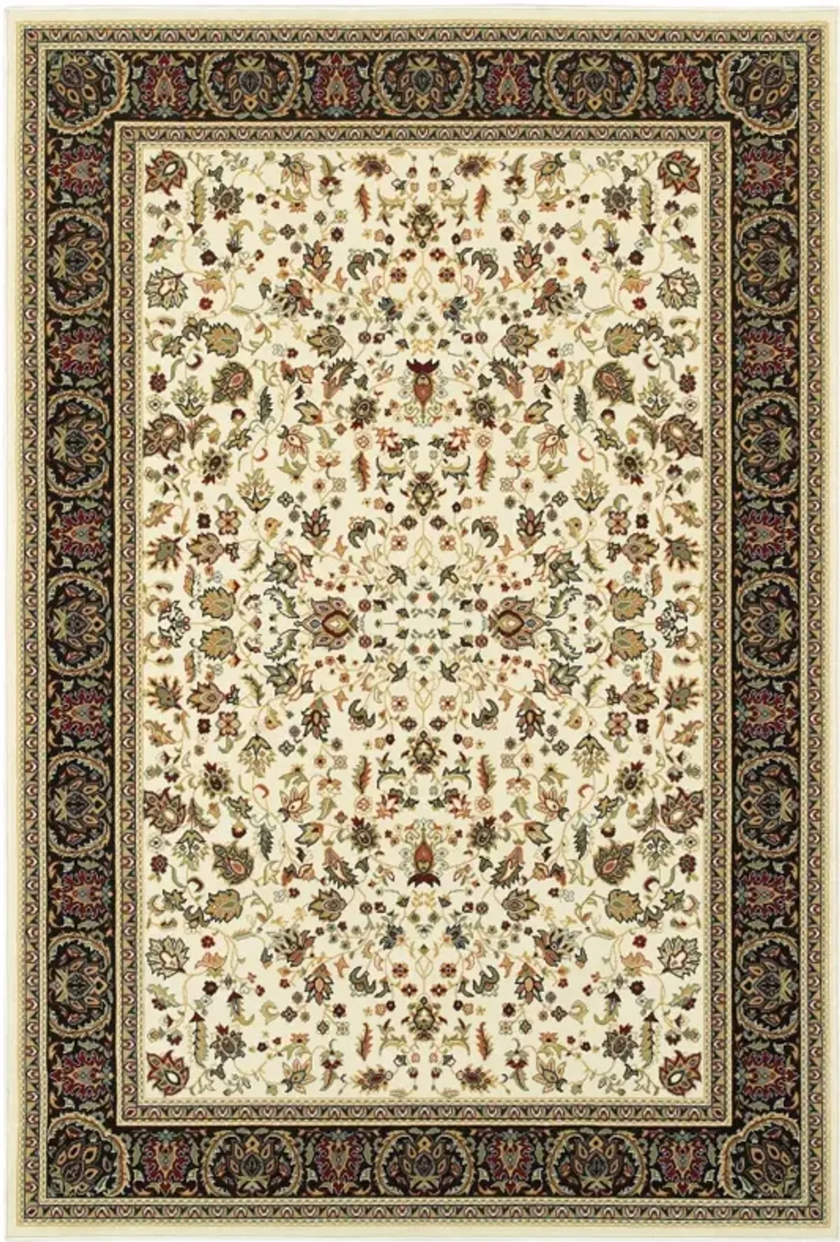2 X 4 Ivory And Black Oriental Power Loom Stain Resistant Area Rug