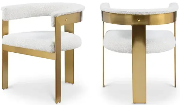 Meridian Furniture Romeo Cream Boucle Fabric Dining Chair, Set of 2