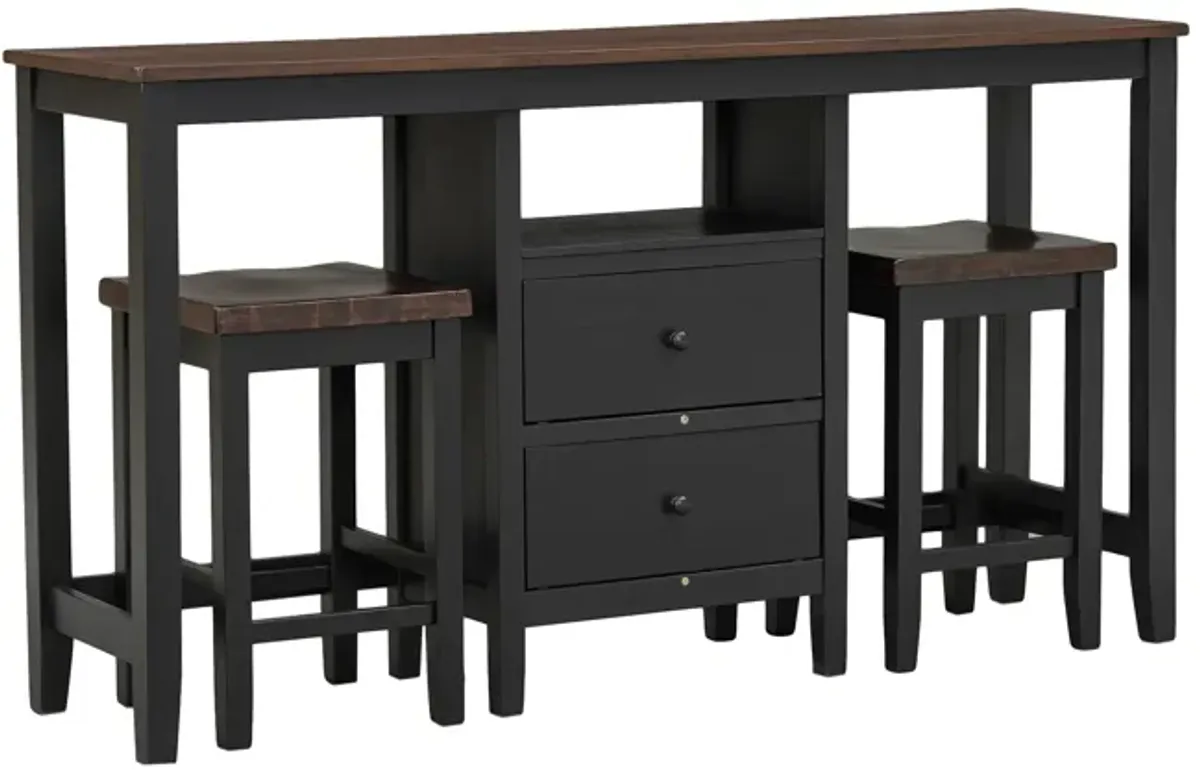 Merax Counter Height Wood Dining Table Set with Cabinet