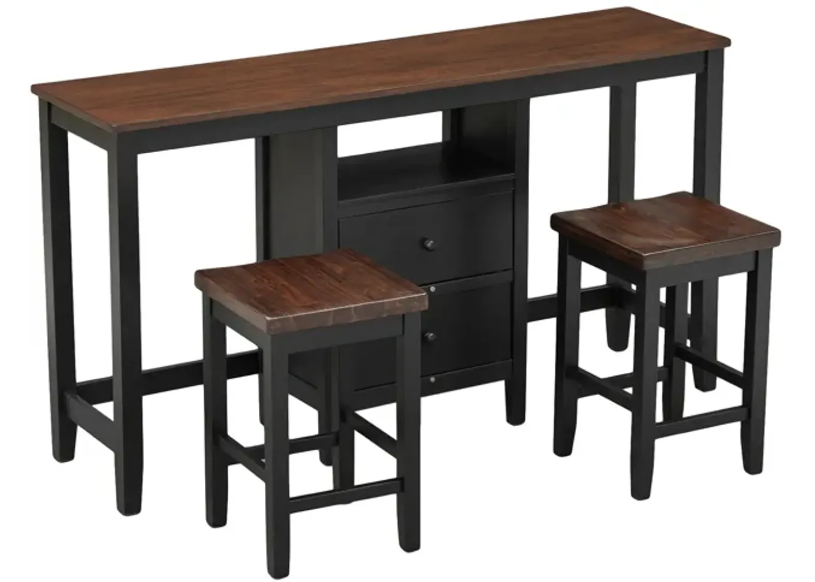 Merax Counter Height Wood Dining Table Set with Cabinet