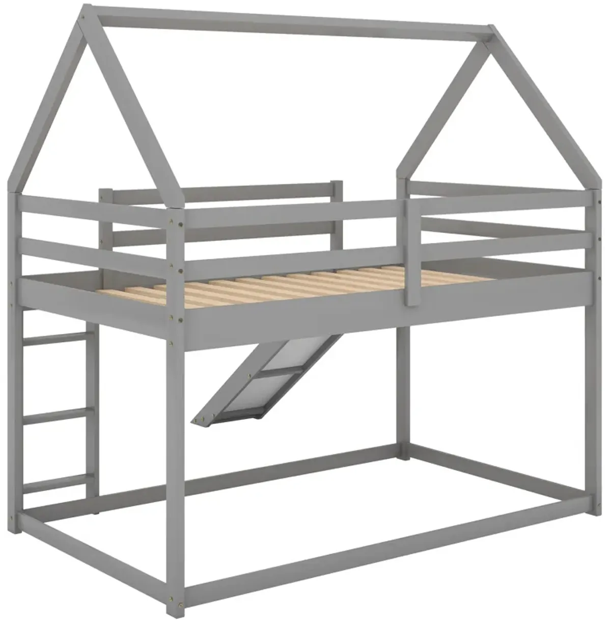 Merax Twin Size Bunk House Bed with Slide and Ladder.