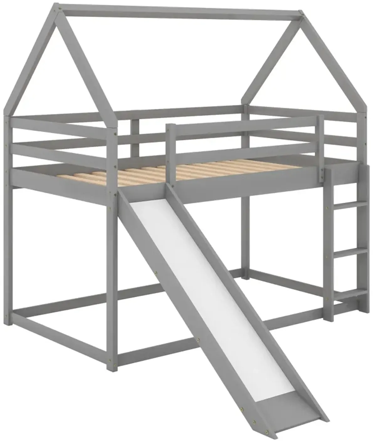 Merax Twin Size Bunk House Bed with Slide and Ladder