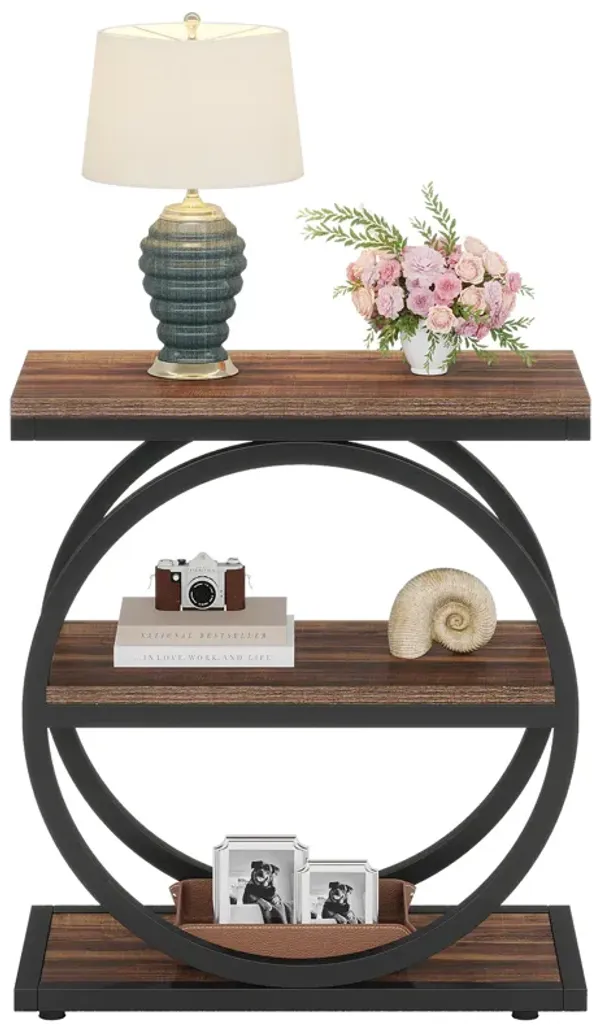 End Table, 3-Tier Side Table, Slim Sofa Side Table for Living Room, Tall Bedside Table Nightstand for Bedroom, Deck Boxes