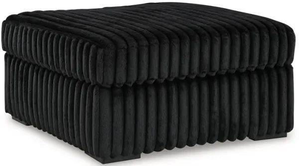 Addy Oversized Square Ottoman, Black Jumbo Corduroy Polyester, 39 Inch