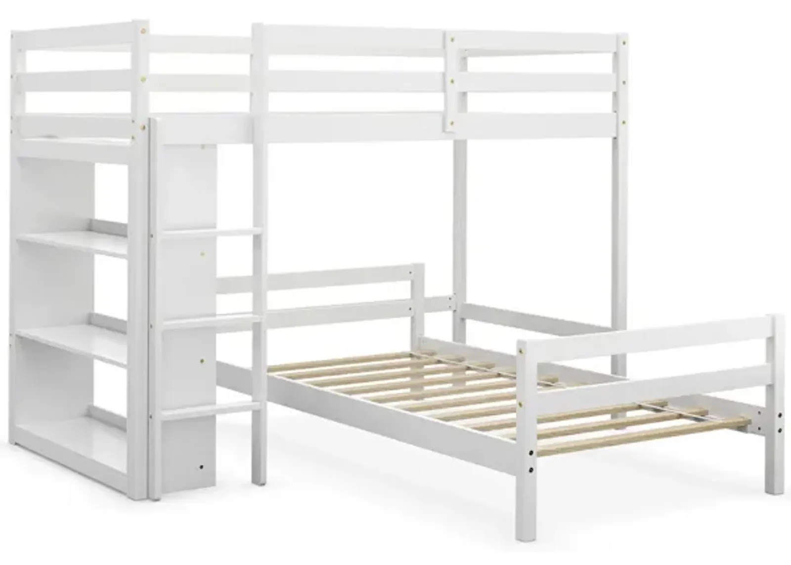 Twin Over Twin Loft Bunk Bed with Bookcase