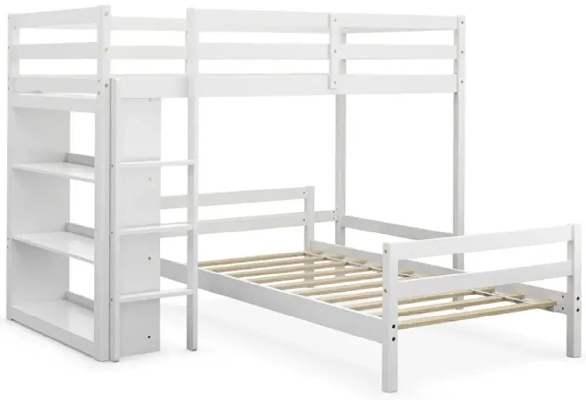 Twin Over Twin Loft Bunk Bed with Bookcase