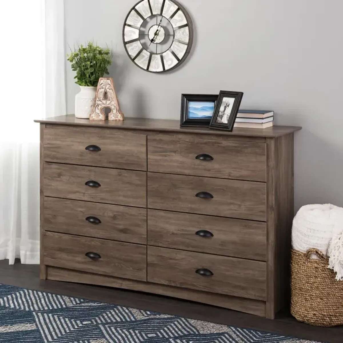 Prepac Salt Spring 8-Drawer Dresser, Drifted Gray