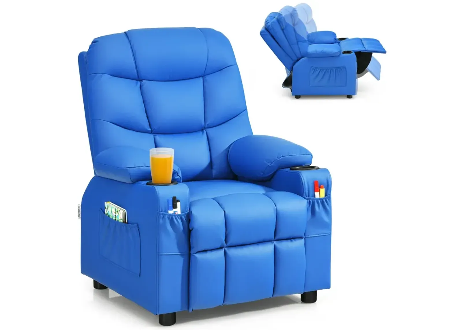 Kids Recliner Chair with Cup Holder and Footrest for Children