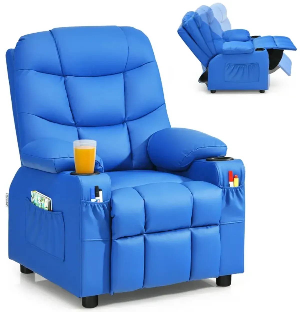 Kids Recliner Chair with Cup Holder and Footrest for Children