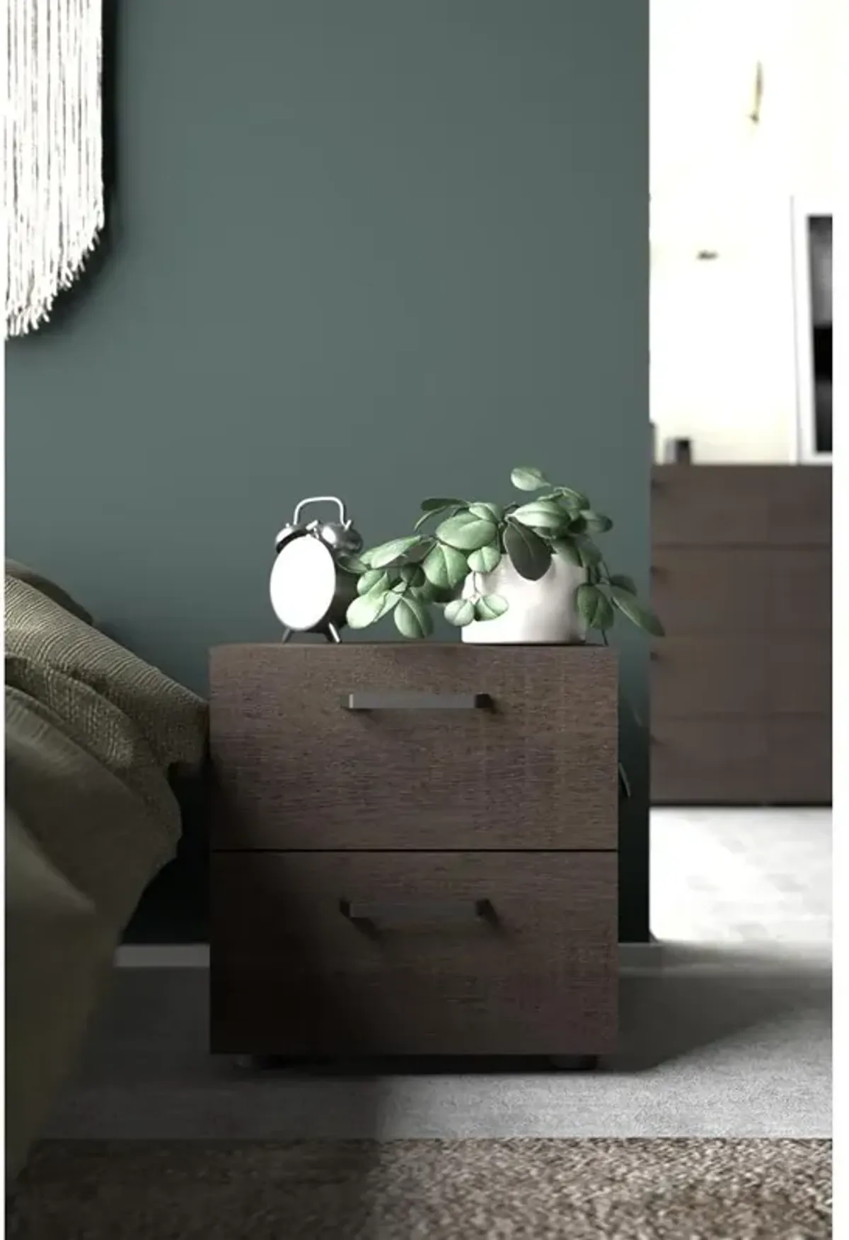 Tvilum Dallas 2 Drawer Nightstand, Dark Chocolate