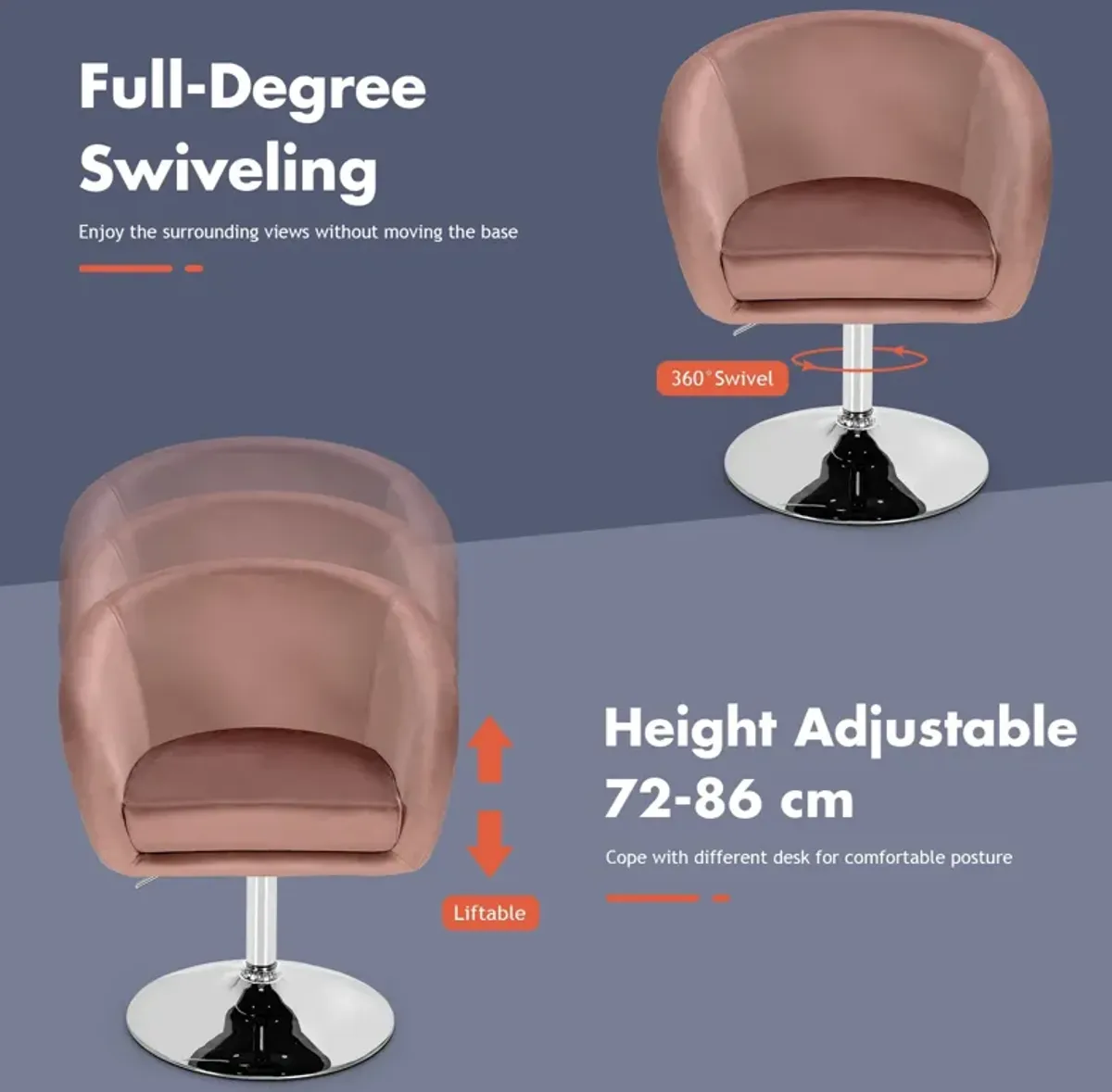 360-Degree Swivel Accent Chair with Round-Back