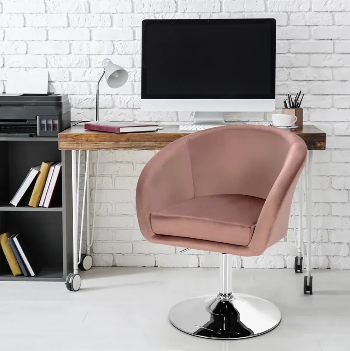 360-Degree Swivel Accent Chair with Round-Back