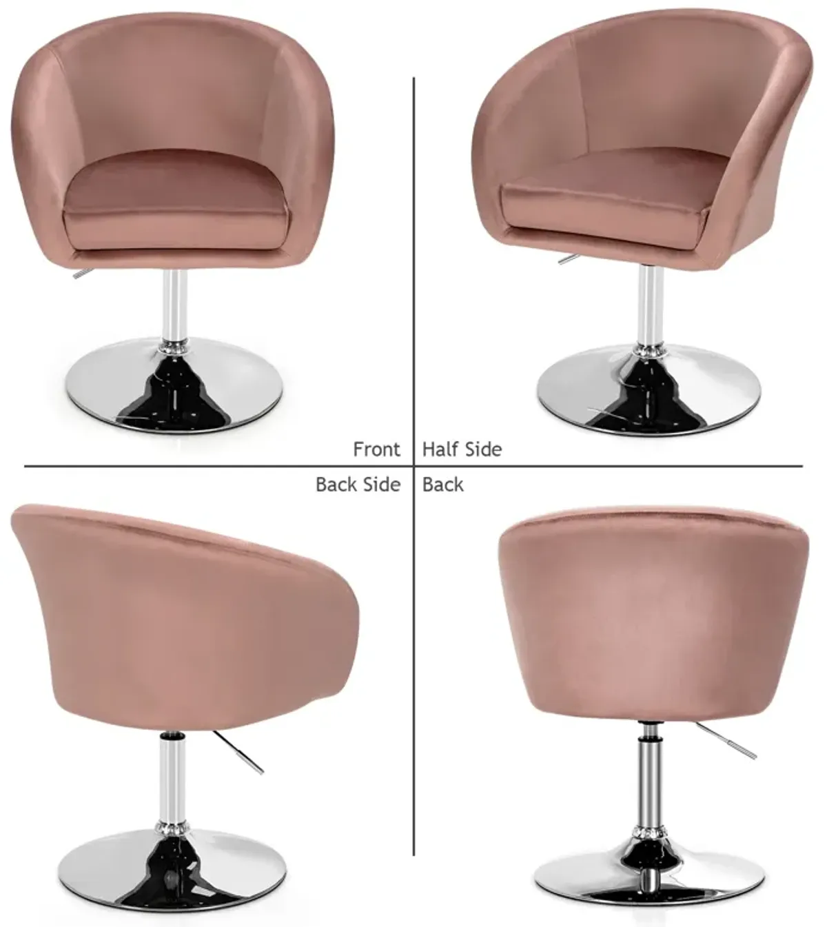 360-Degree Swivel Accent Chair with Round-Back