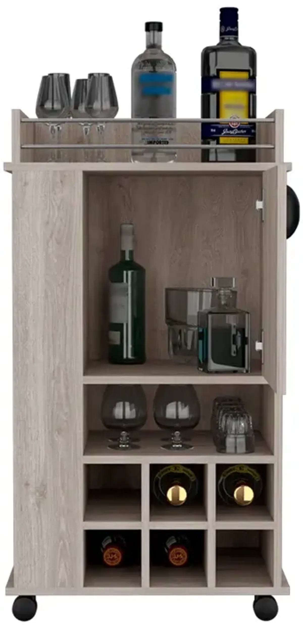 Bar Cart Reese, Living Room, Light Gray