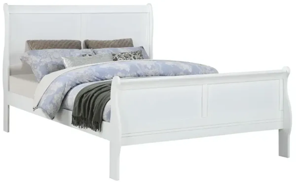 Louis Philippe Finish Queen Size Panel Sleigh Bed Solid Wood Wooden Bedroom Furniture