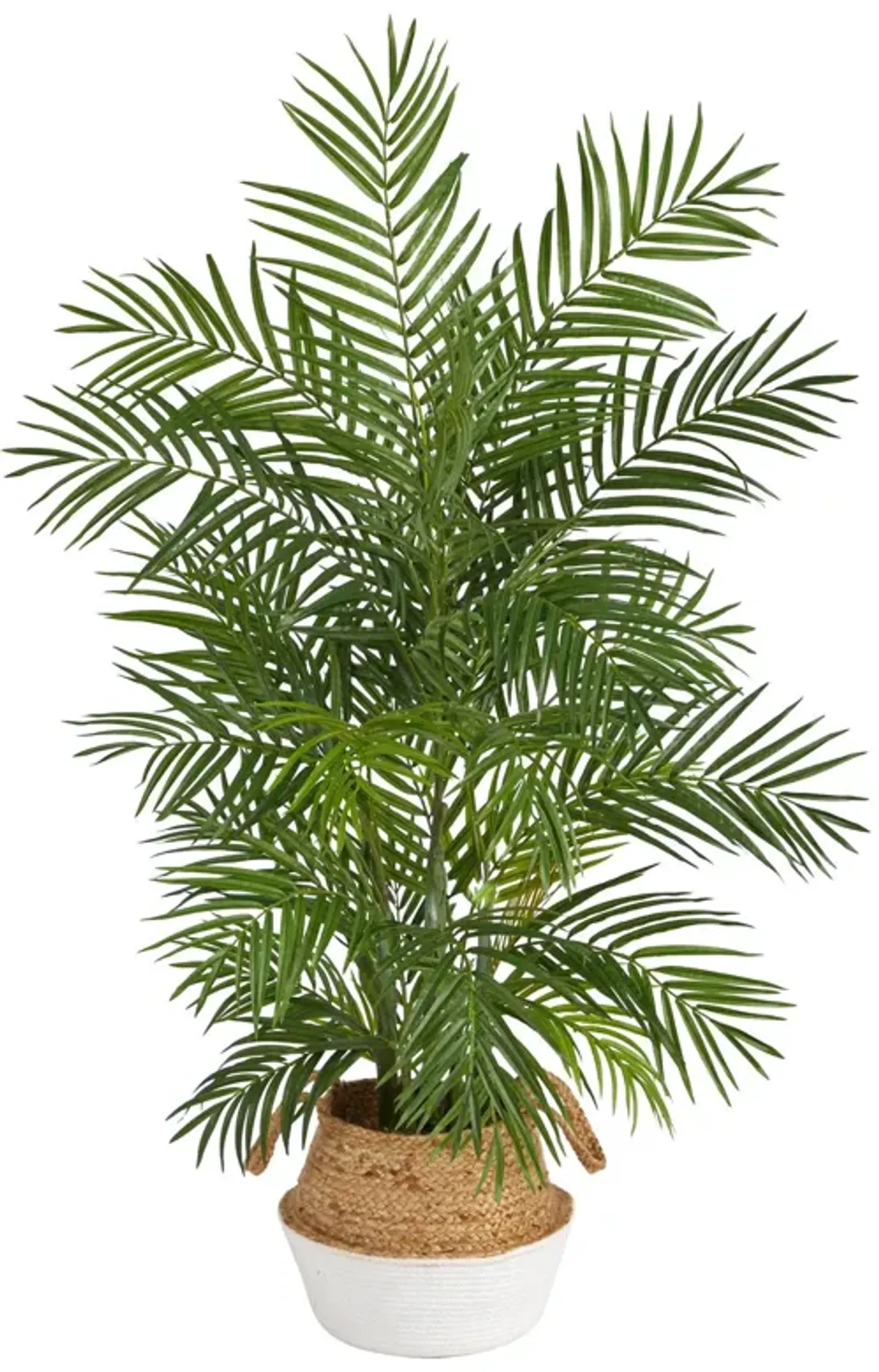 Nearly Natural 4-ft Areca Palm in Boho Chic Jute White Planter