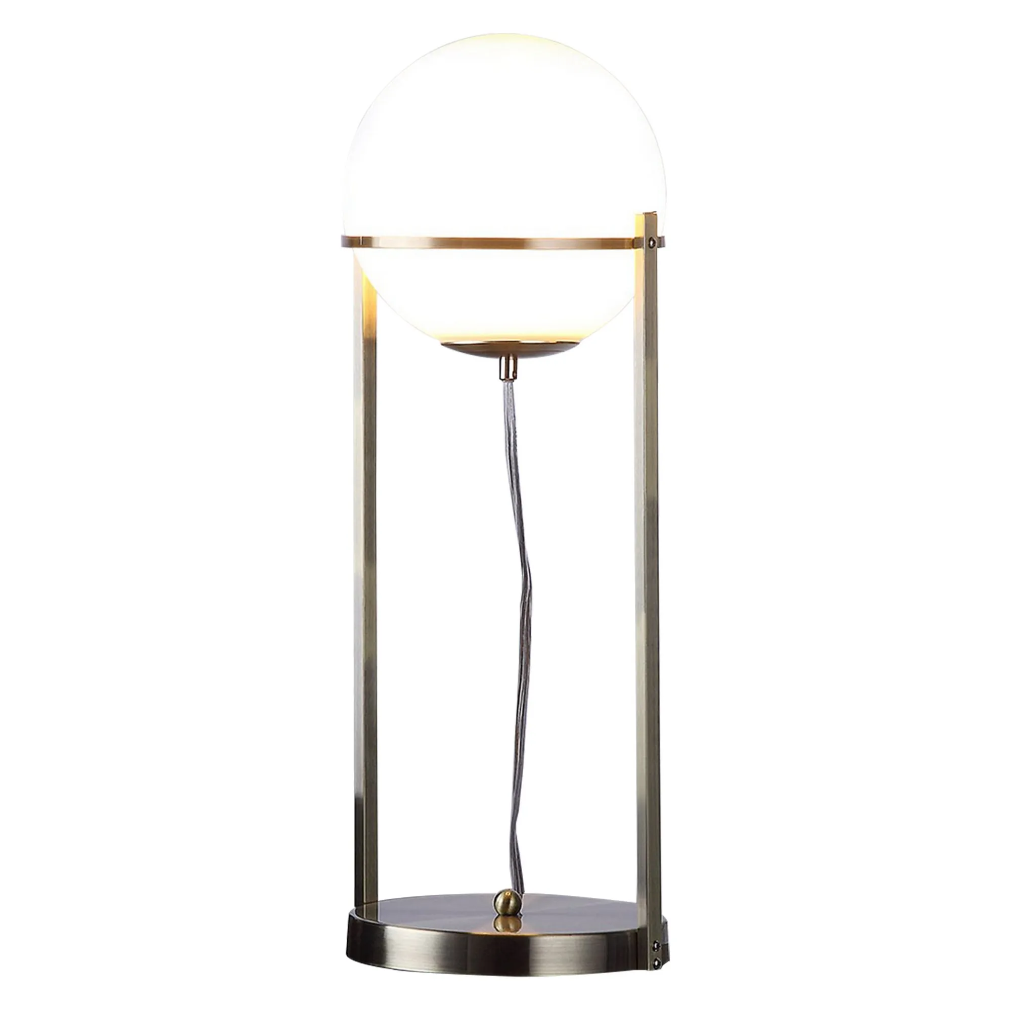 Jim 22 Inch Table Lamp, LED Light, Metal Body, Modern Globe Shade, Brass-Benzara