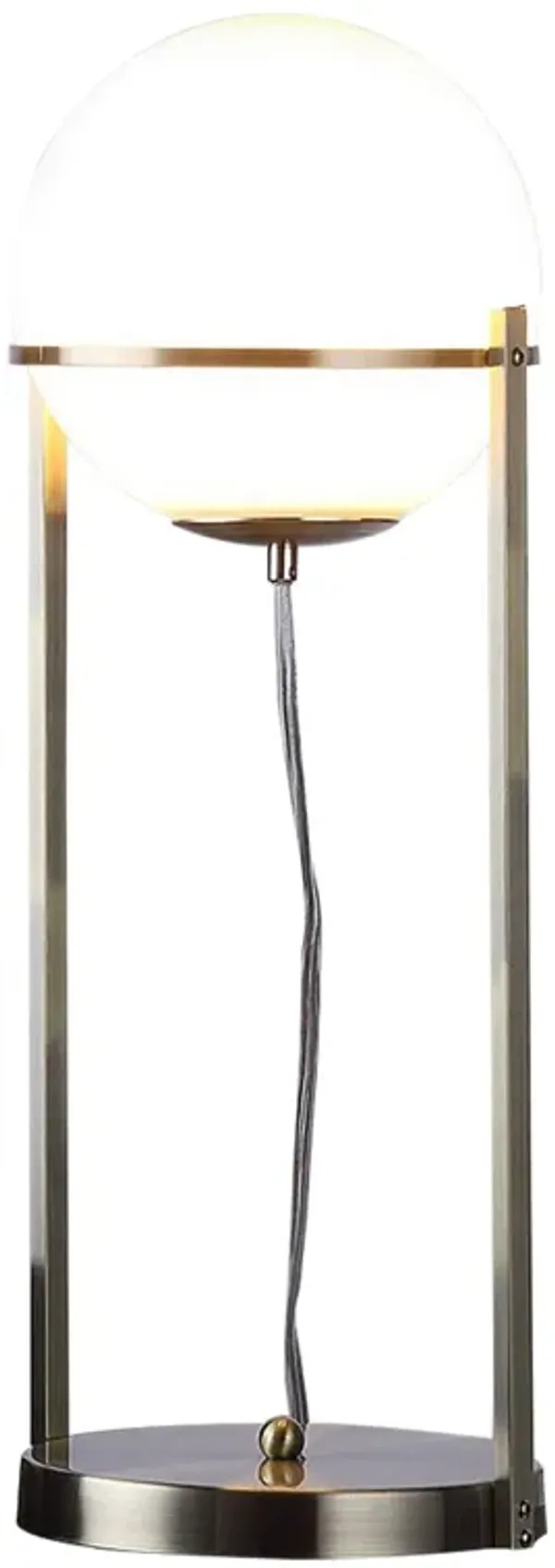Jim 22 Inch Table Lamp, LED Light, Metal Body, Modern Globe Shade, Brass - Benzara