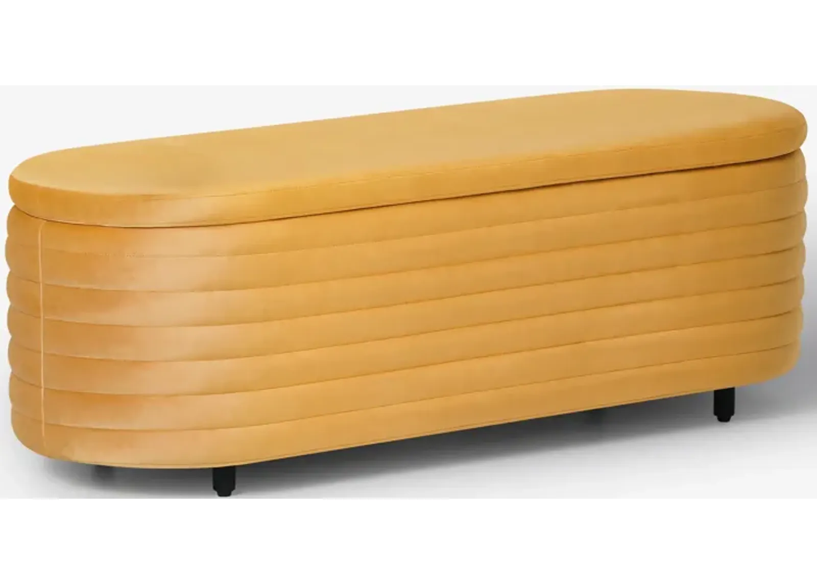 WestinTrends 54" Wide Mid-Century Modern Upholstered Velvet Tufted Oval Storage Ottoman Bench