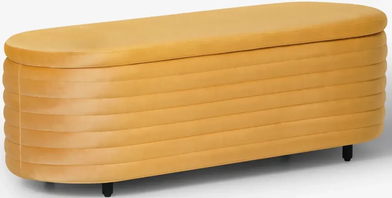 WestinTrends 54" Wide Mid-Century Modern Upholstered Velvet Tufted Oval Storage Ottoman Bench