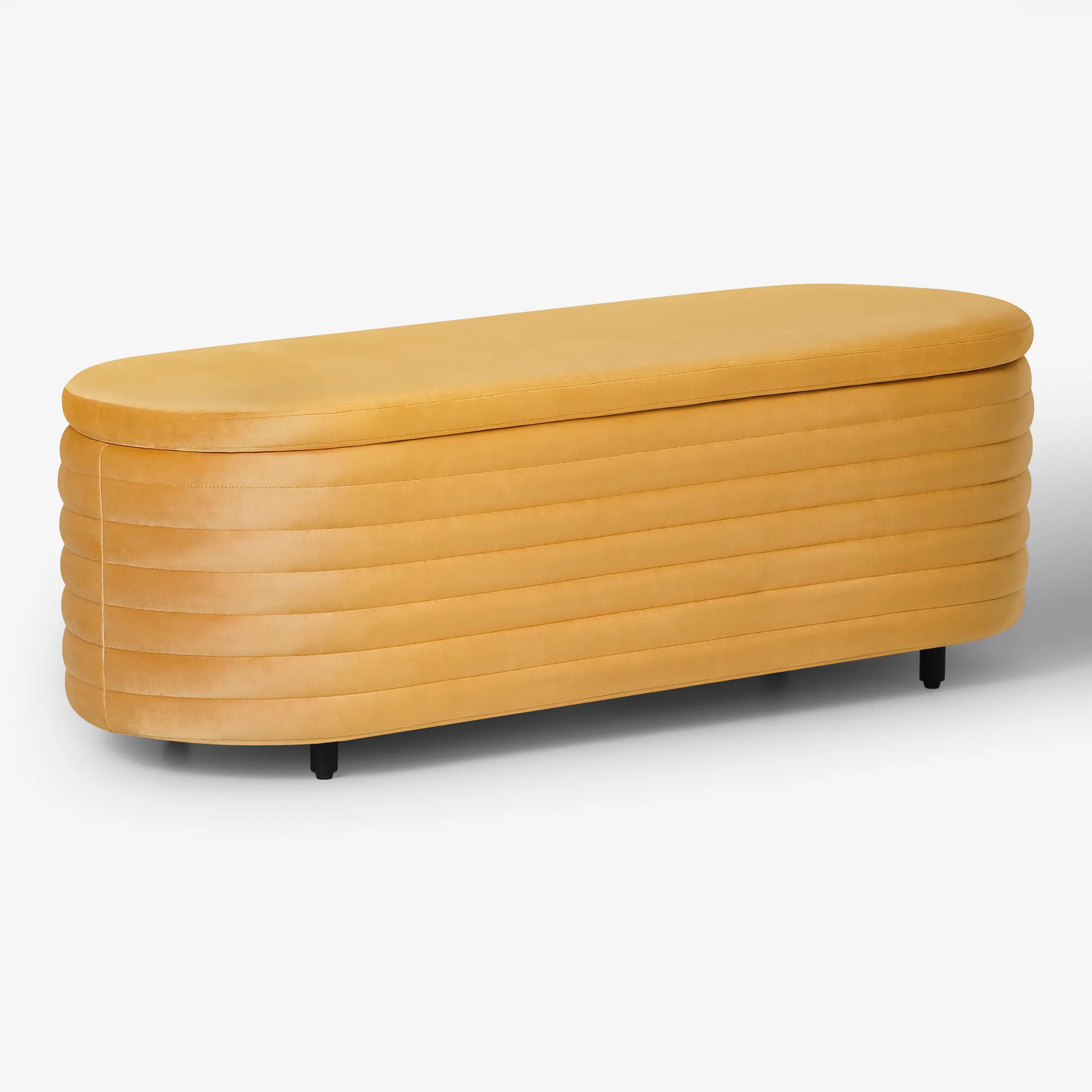 WestinTrends 54" Wide Mid-Century Modern Upholstered Velvet Tufted Oval Storage Ottoman Bench