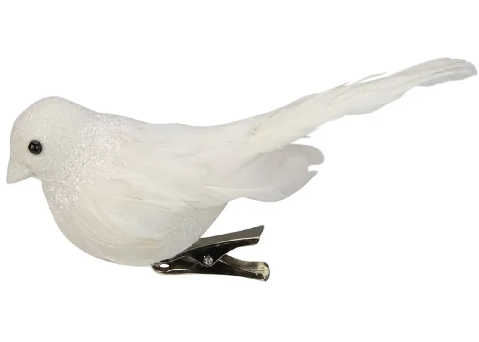 5" Sparkly White Bird Clip-On Christmas Ornament