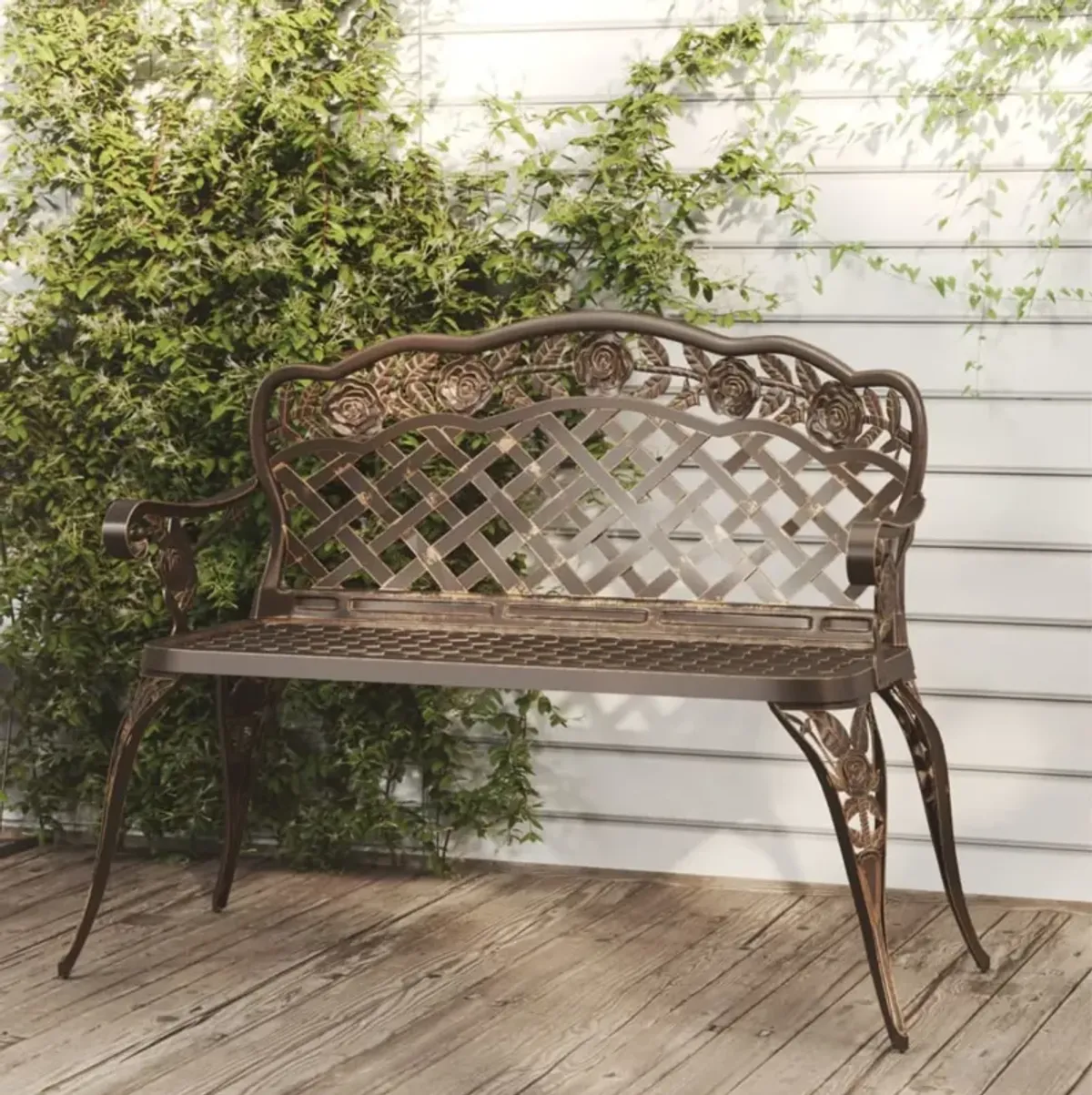 vidaXL Patio Bench 42.5" Cast Aluminum Bronze