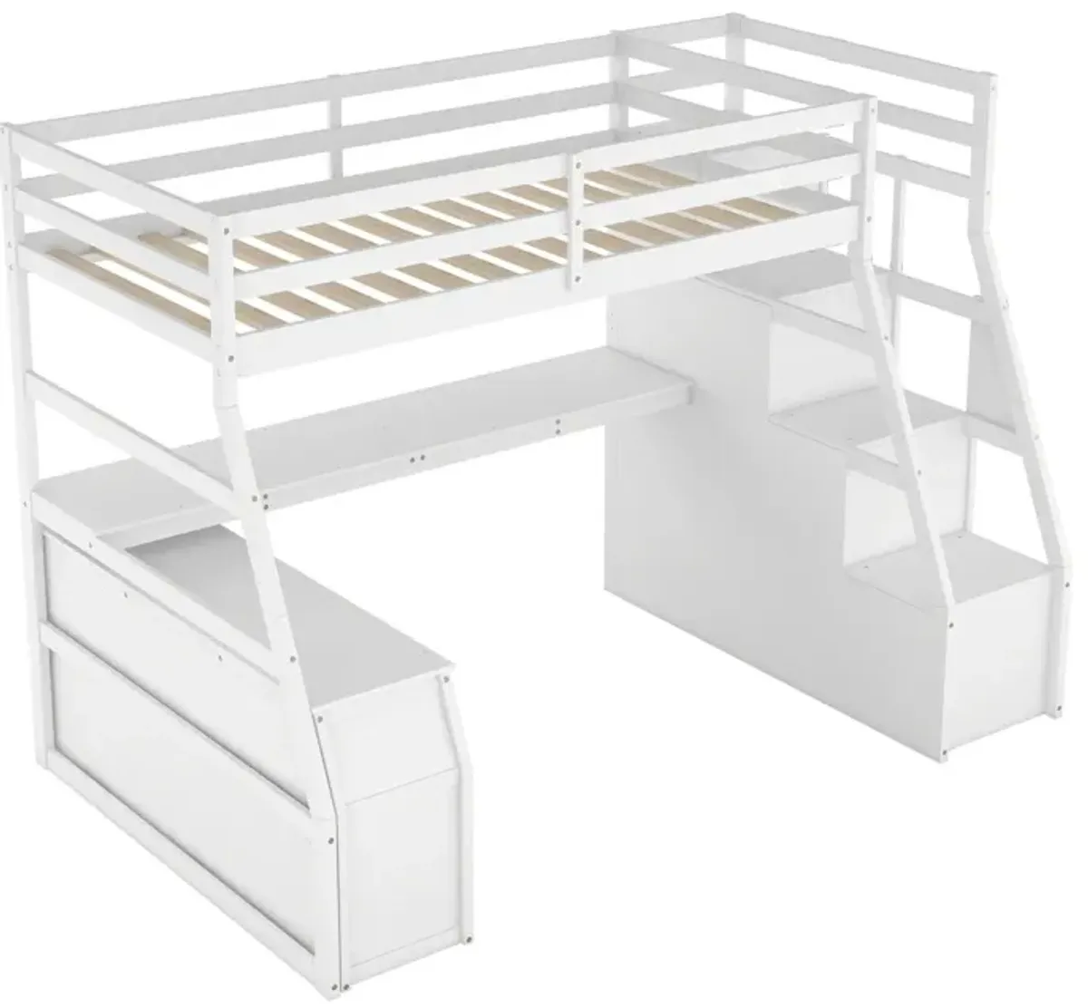 Twin Size Loft Bed With With 7 Drawers 2 Shelves And Desk