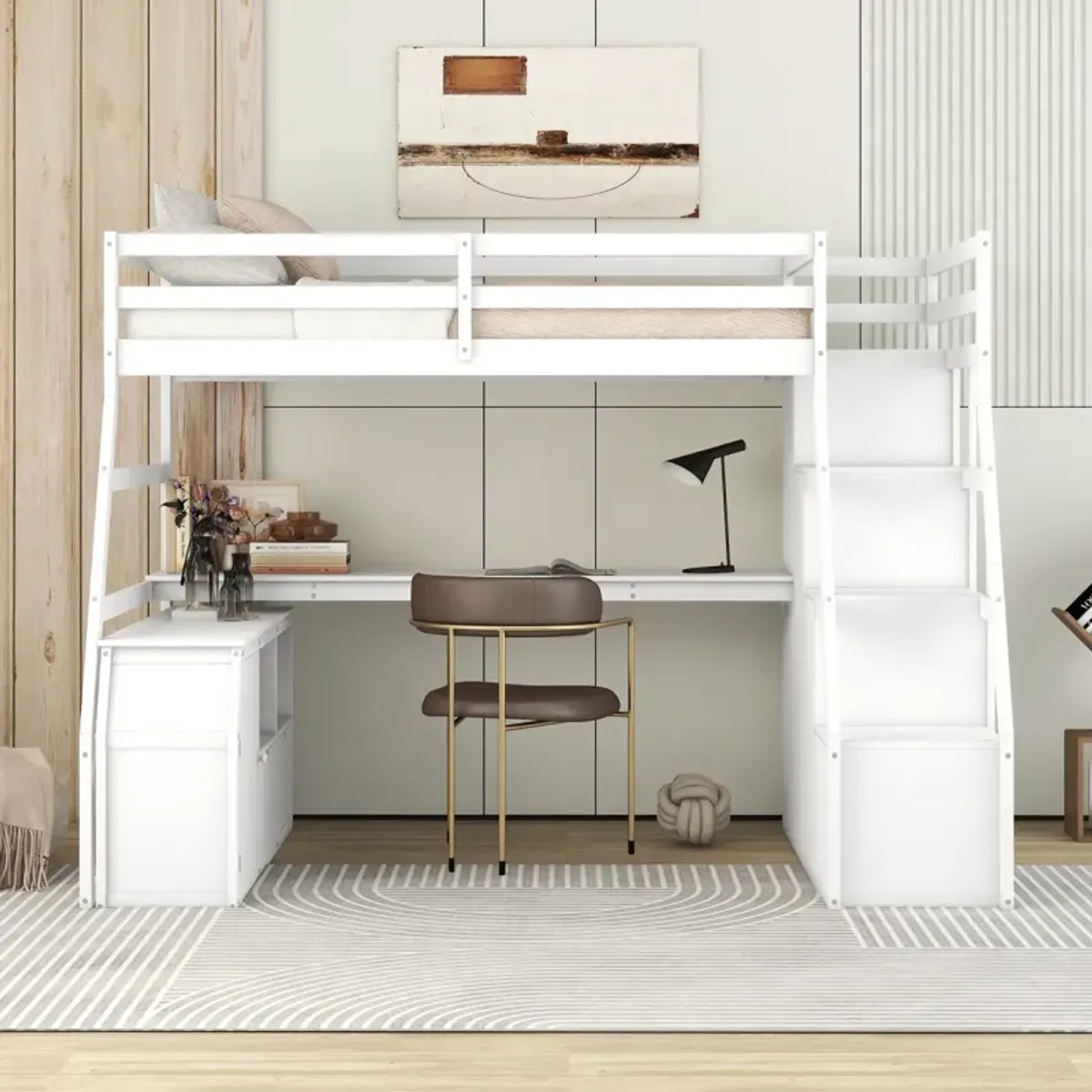 Twin Size Loft Bed With With 7 Drawers 2 Shelves And Desk