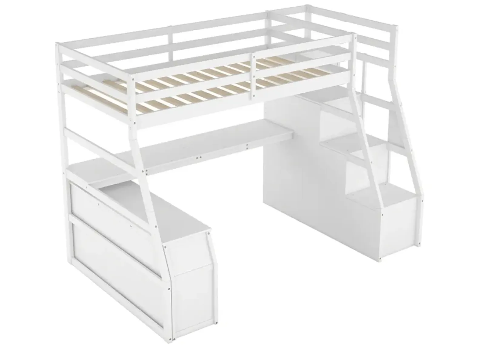 Twin Size Loft Bed With With 7 Drawers 2 Shelves And Desk