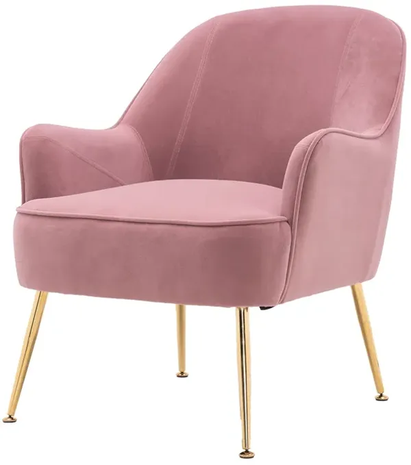 Hivvago Ergonomic Soft Velvet Accent Chair With Gold Legs and Adjustable Feet