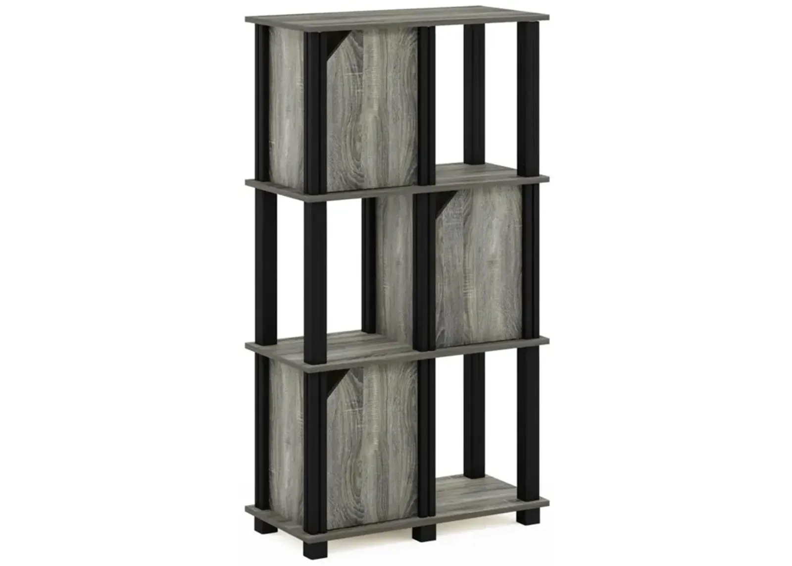 FURINNO Brahms Storage Shelf, 4-Tier, French Oak Grey/Black