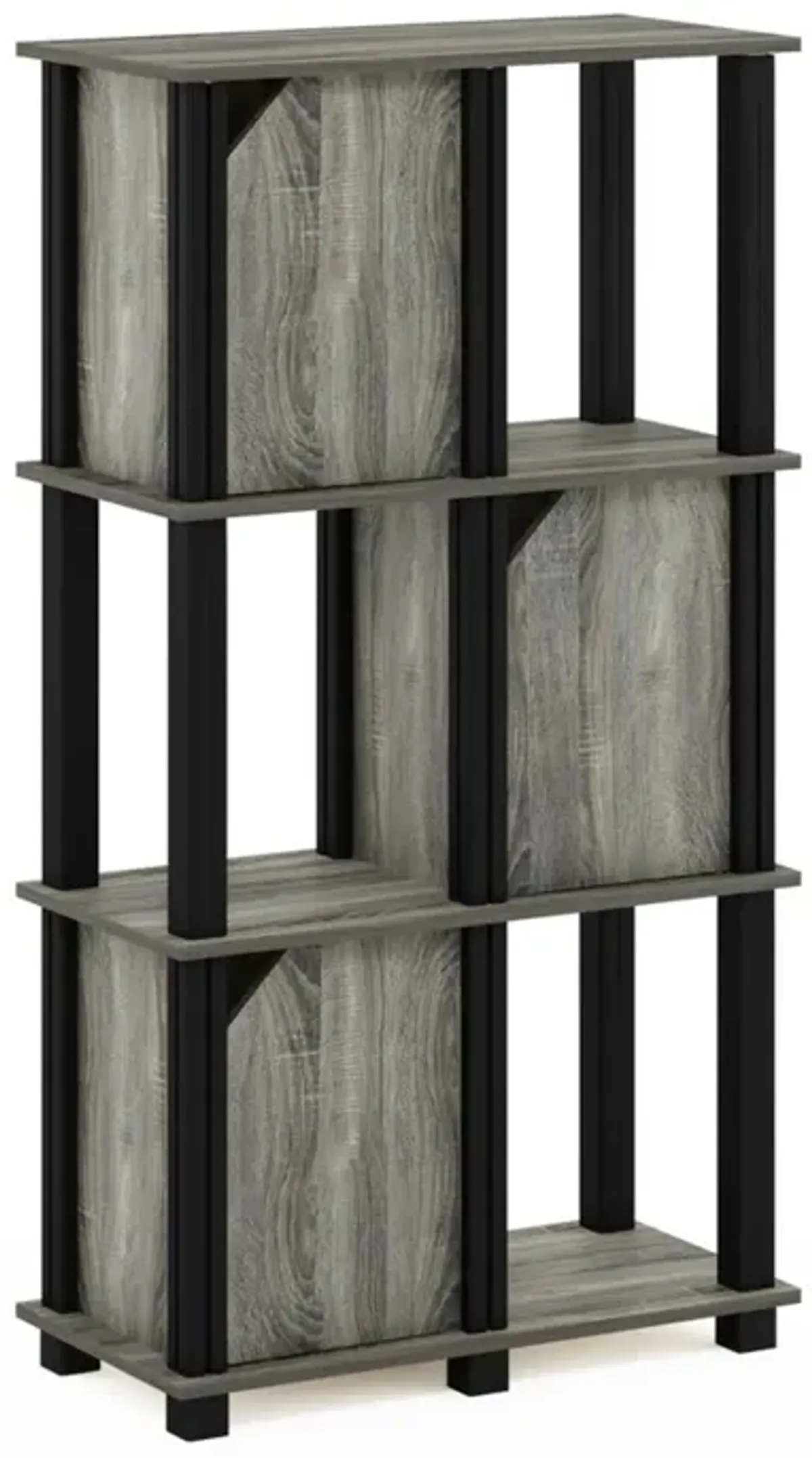 FURINNO Brahms Storage Shelf, 4-Tier, French Oak Grey/Black