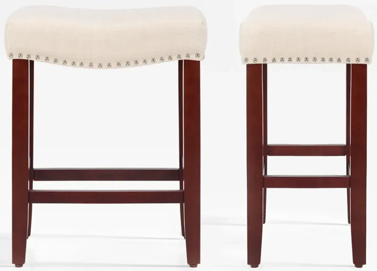 WestinTrends 24" Upholstered Saddle Seat Counter Stool (Set of 2)