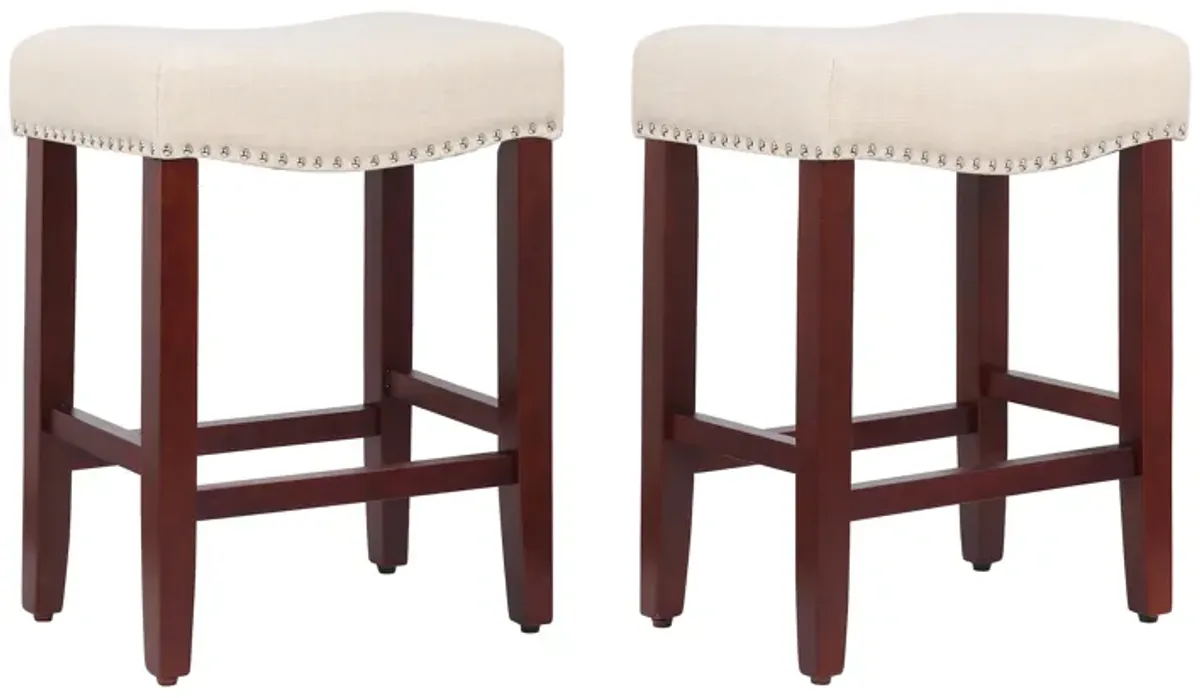 WestinTrends 24" Upholstered Saddle Seat Counter Stool (Set of 2)