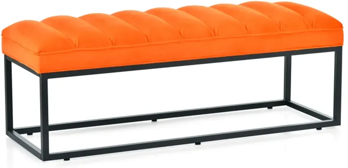 Metal Base Upholstered Bench For Bedroom For Entryway