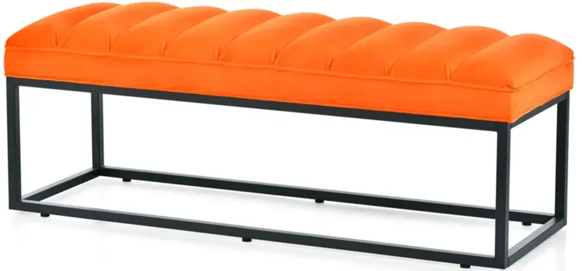 Metal Base Upholstered Bench For Bedroom For Entryway