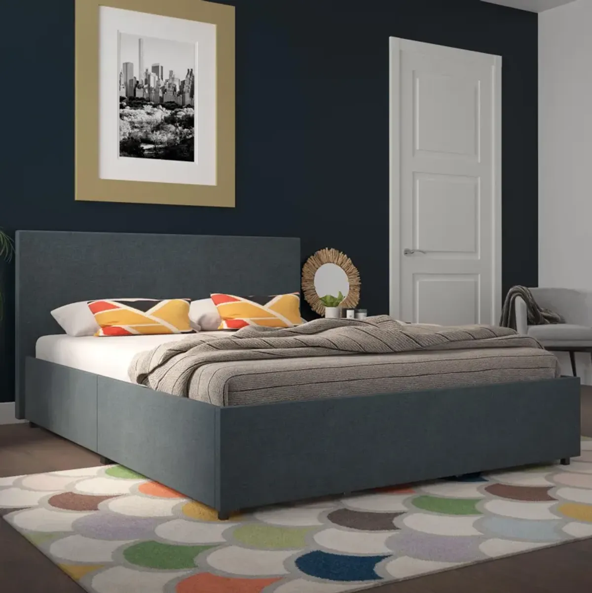 Novogratz Kelly Upholstered Bed with Storage Drawers