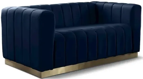 Meridian Furniture Marlon Navy Velvet Loveseat