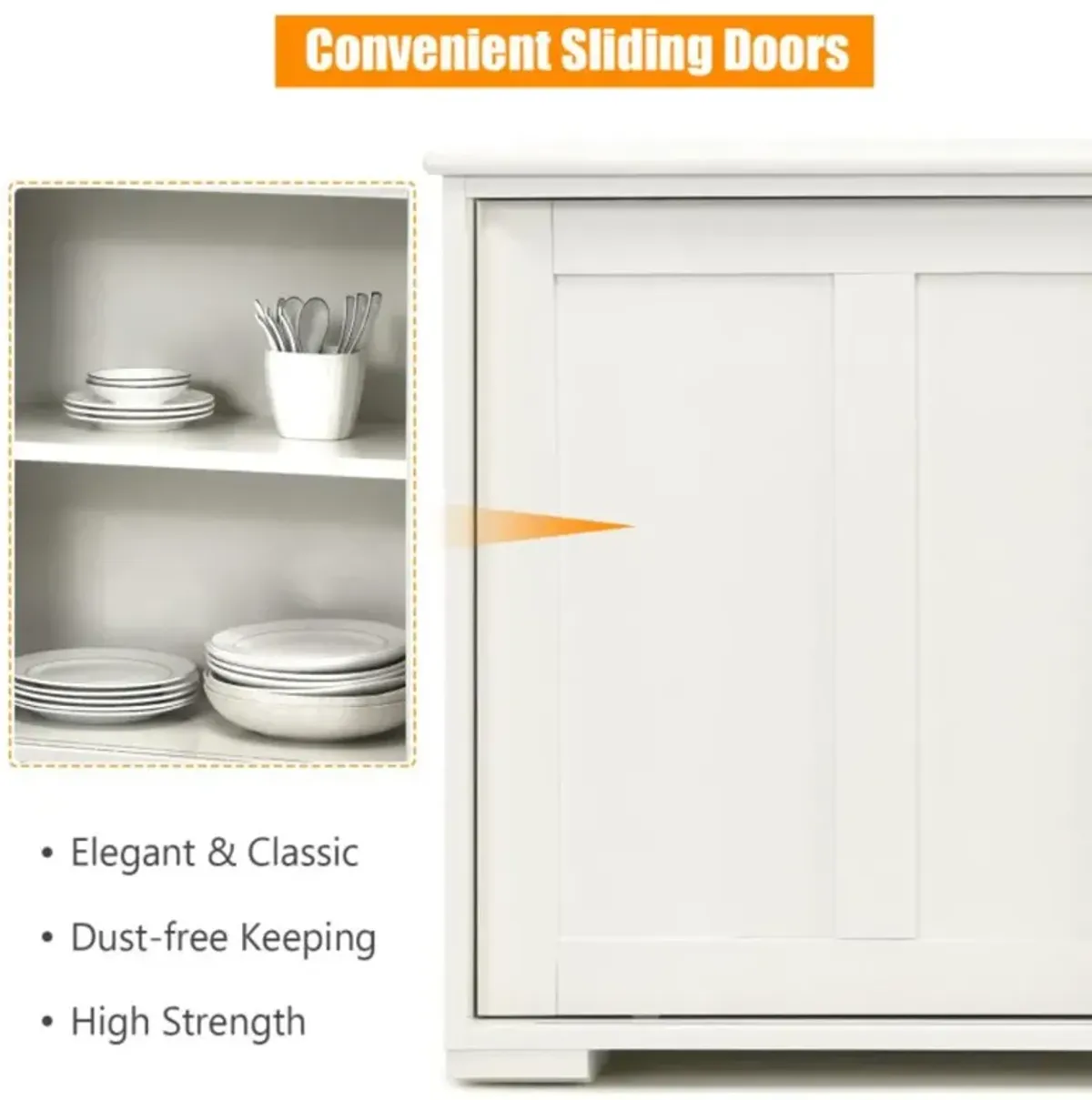 Hivvago Kitchen Storage Cupboard Cabinet with Sliding Door