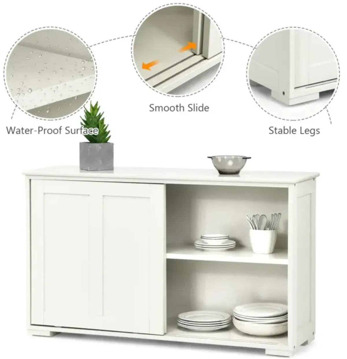 Hivvago Kitchen Storage Cupboard Cabinet with Sliding Door