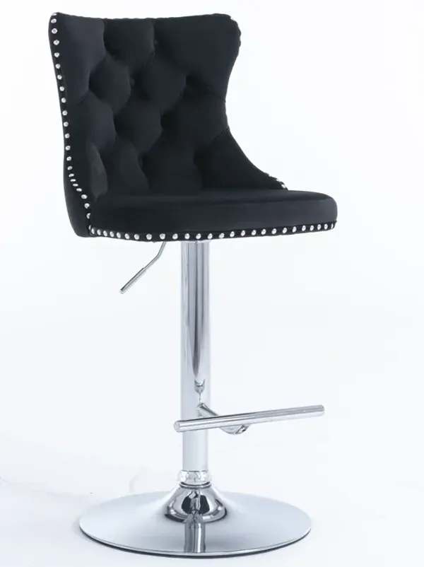 Hivvago Set of 2 Modern Upholstered Tufted Velvet Armless Bar Stools with Chrome Details