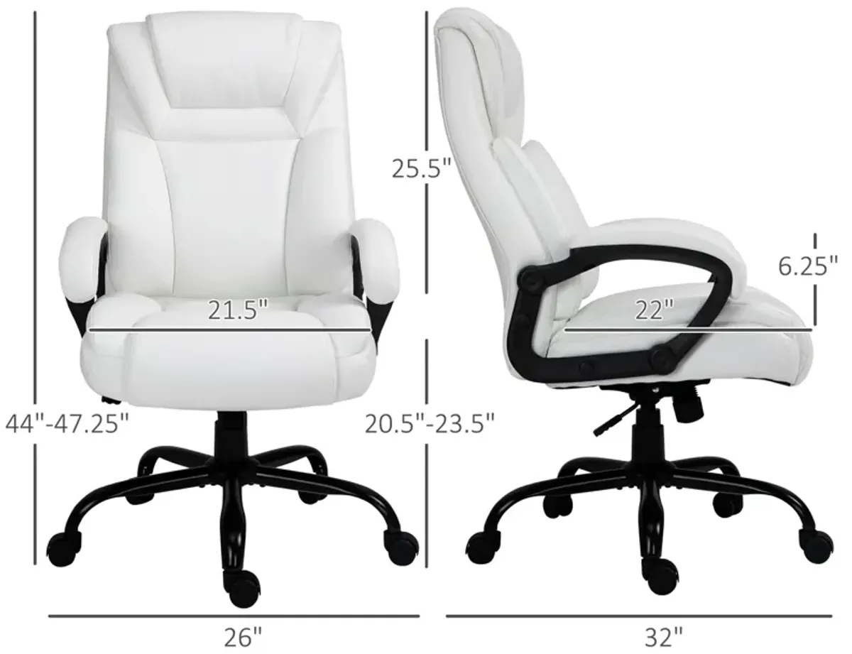 White Executive Giant: 400lbs Big Tall Faux Leather Swivel Office Chair